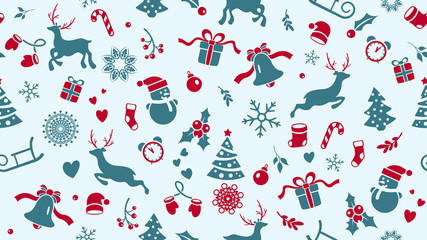 New year's Christmas seamless pattern . Isolated, vector background