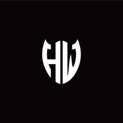 Initial H W letter with shield modern style logo template vector