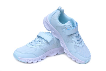 Running shoes in blue color isolated on white
