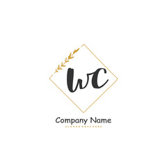 W C WC Initial handwriting and signature logo design with circle. Beautiful design handwritten logo for fashion, team, wedding, luxury logo.