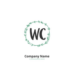 W C WC Initial handwriting and signature logo design with circle. Beautiful design handwritten logo for fashion, team, wedding, luxury logo.