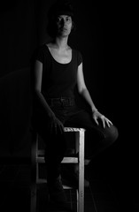 Dramatic black and white portrait of an indian girl