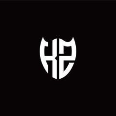 Initial K Z letter with shield modern style logo template vector