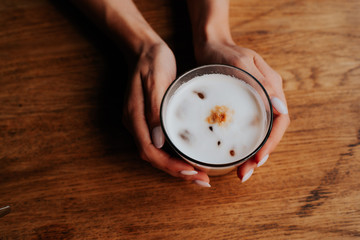 coffee, female hands holding a cup of coffee