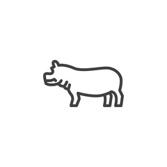 Hippopotamus line icon. linear style sign for mobile concept and web design. Hippo, behemoth outline vector icon. Symbol, logo illustration. Vector graphics