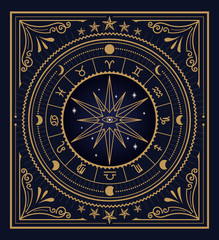 Divine magic occult symbolism occultism vintage label vector