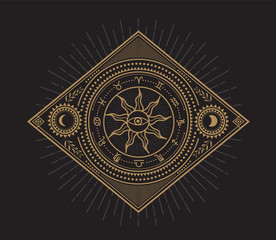 Divine magic occult occultism symbols vector illustration