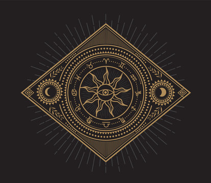 Divine magic occult occultism symbols vector illustration