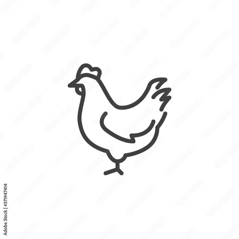 Poster chicken bird line icon. linear style sign for mobile concept and web design. chick outline vector ic