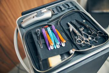 Fototapeta premium Focused photo on instrument being in case