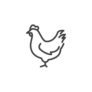 Chicken bird line icon. linear style sign for mobile concept and web design. Chick outline vector icon. Symbol, logo illustration. Vector graphics