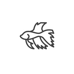 Siamese fighting fish line icon. linear style sign for mobile concept and web design. Tropical fish outline vector icon. Symbol, logo illustration. Vector graphics