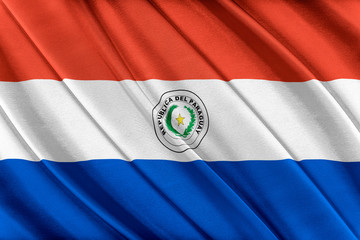 Colorful Paraguay flag waving in the wind. 3D illustration.