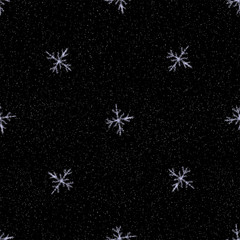 Hand Drawn white Snowflakes Christmas Seamless Pat