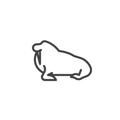 Walrus with tusk line icon. linear style sign for mobile concept and web design. Seal animal outline vector icon. Symbol, logo illustration. Vector graphics