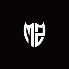 Initial M Z letter with shield modern style logo template vector