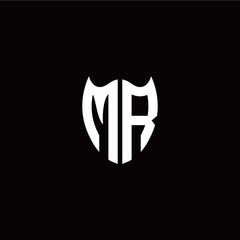 Initial M R letter with shield modern style logo template vector