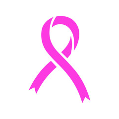 Pink ribbon, breast cancer awareness symbol isolated on white, icon vector illustration