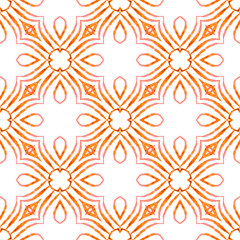 Hand drawn tropical seamless border.  Orange 