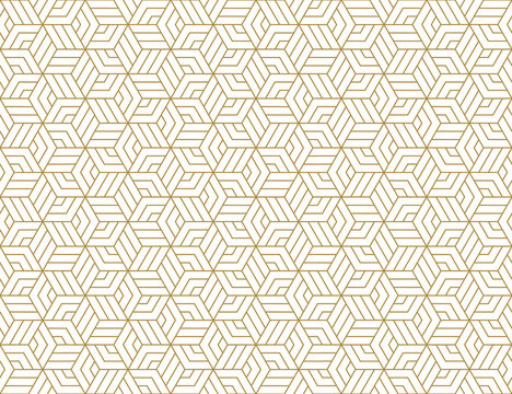 Abstract stripes, line vector seamless pattern. Neutral monochrome business background, gold white color. Linear shapes, creative geometric ornament