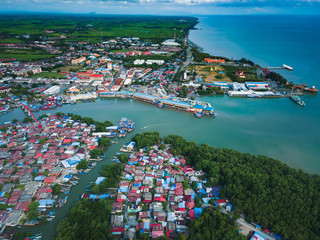 Aerial view of the town of Kuala Perlis , Malaysia