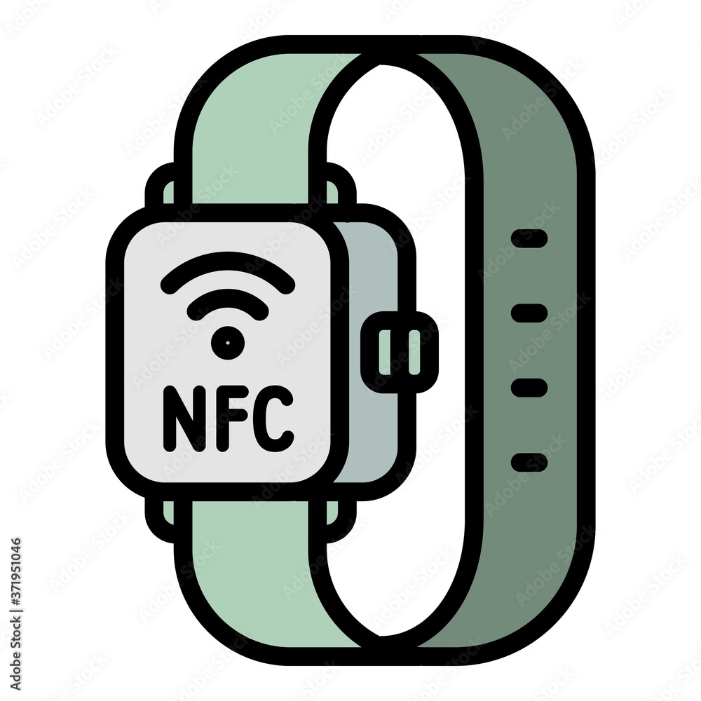Poster nfc smartwatch payment icon. outline nfc smartwatch payment vector icon for web design isolated on w