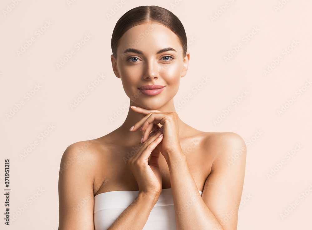 Wall mural healthy skin woman natural make up beauty face closeup