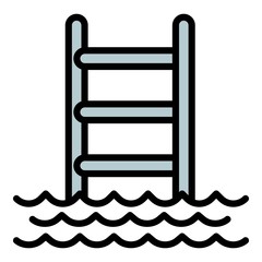 Ladder water pool icon. Outline ladder water pool vector icon for web design isolated on white background