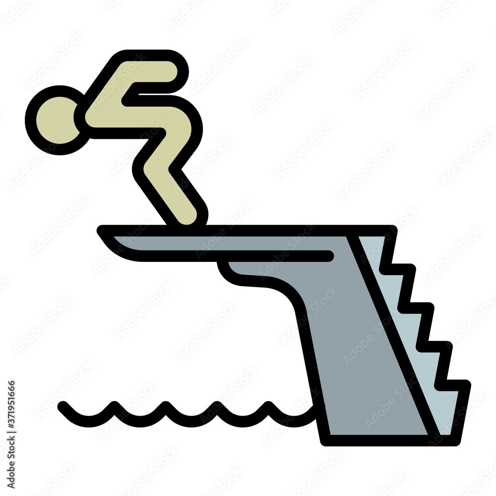 Poster man jump in pool icon. outline man jump in pool vector icon for web design isolated on white backgro