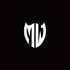 Initial M W letter with shield modern style logo template vector