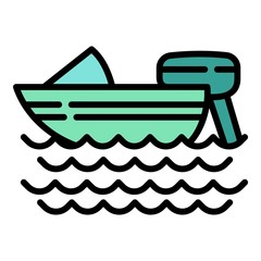 Snorkeling motor boat icon. Outline snorkeling motor boat vector icon for web design isolated on white background