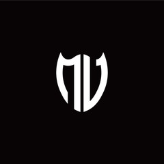 Initial N V letter with shield modern style logo template vector