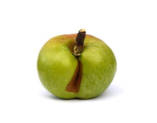 Beautiful natural green apple isolated on white.