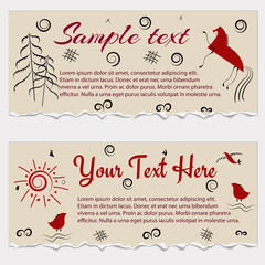 Set of vintage frame templates with folk elements, vector illustration