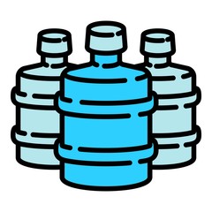 Empty cooler water bottles icon. Outline empty cooler water bottles vector icon for web design isolated on white background