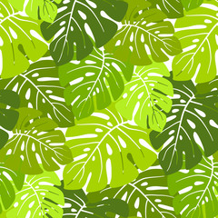 seamless tropical leaf pattern and background vector illustration