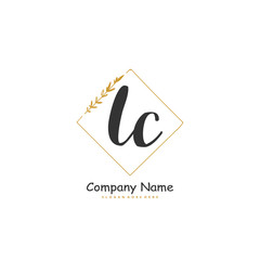 L C LC Initial handwriting and signature logo design with circle. Beautiful design handwritten logo for fashion, team, wedding, luxury logo.