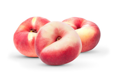  flat donut peaches on white background