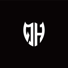 Initial Q H letter with shield modern style logo template vector