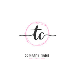T C TC Initial handwriting and signature logo design with circle. Beautiful design handwritten logo for fashion, team, wedding, luxury logo.