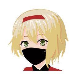 girl in a blue shirt anime style smile vector