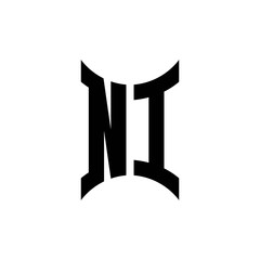 NI monogram logo with curved side