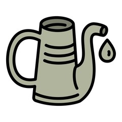 Metal watering can icon. Outline metal watering can vector icon for web design isolated on white background