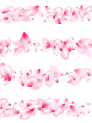 Pink sakura petals confetti flying and falling