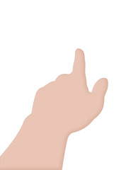 The  finger is pointing forward.