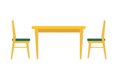 Vector illustration of a dining table. Stay at home concept.