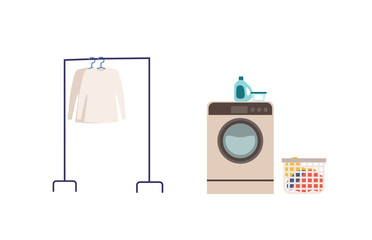 Vector illustration of a laundry machine. Concept for laundry, housework.