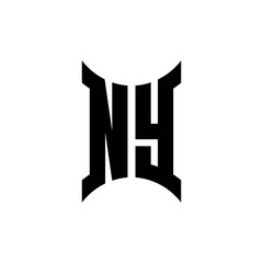 NY monogram logo with curved side