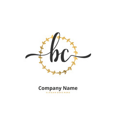 B C BC Initial handwriting and signature logo design with circle. Beautiful design handwritten logo for fashion, team, wedding, luxury logo.