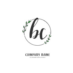 B C BC Initial handwriting and signature logo design with circle. Beautiful design handwritten logo for fashion, team, wedding, luxury logo.